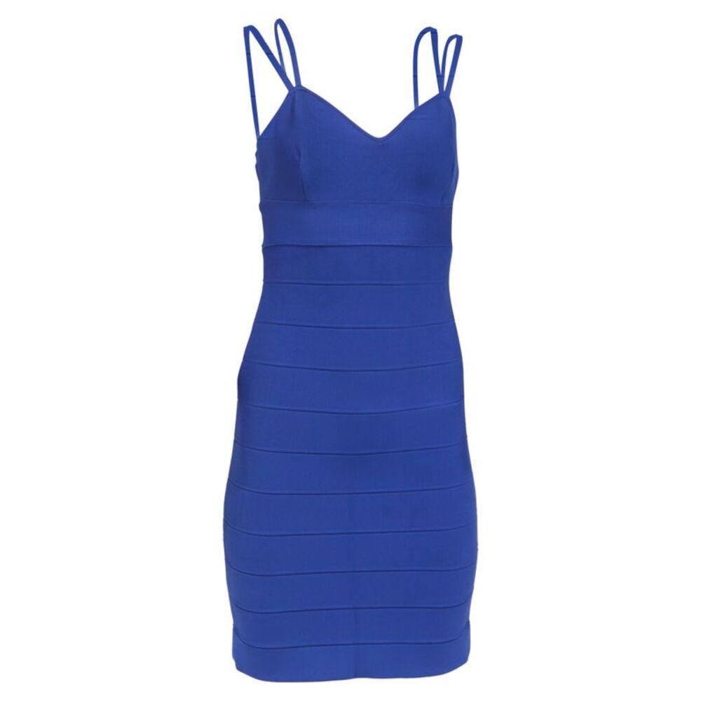 Herve Leger Strappy Mini Dress in Blue Rayon